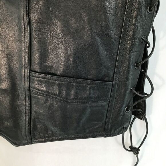 Pro Force Leather Vest Biker motorcycle Men's XL/2X Metalcore heavy metal Black - Picture 4 of 16